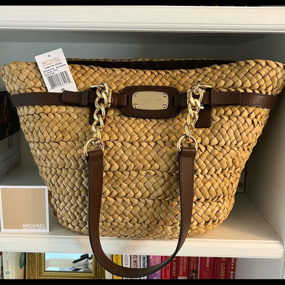 Michael Kors Hamilton Straw Chain Tote
